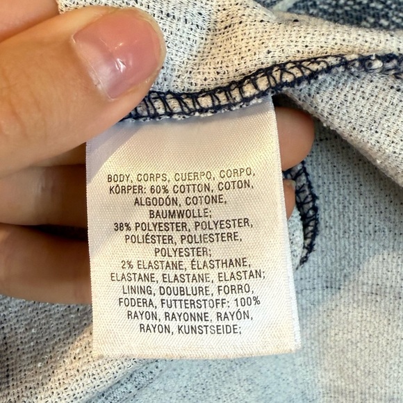 Anthropologie Maeve Amelia Navy and White Striped Long Sleeve Mini Dress - Picture 6 of 9